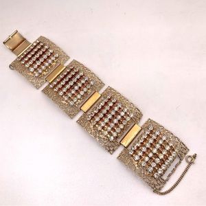 Faux Diamond Filigree Gold Plated Cuff Bracelet